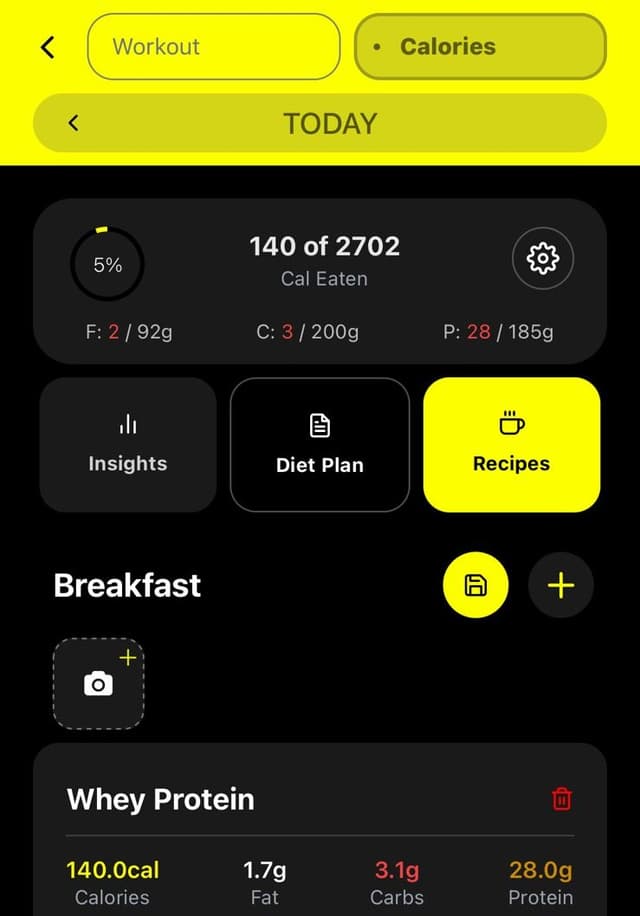 Nutrition Tracking Interface
