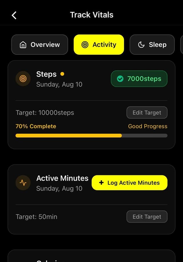 Vitals Tracking Interface