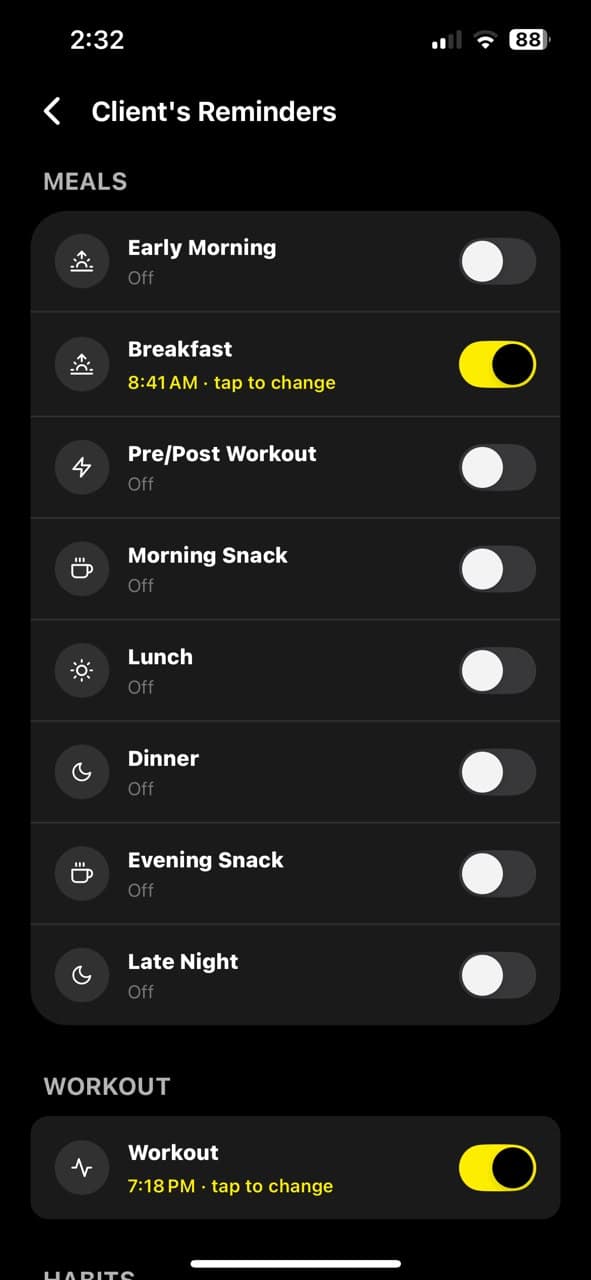 Client reminders
